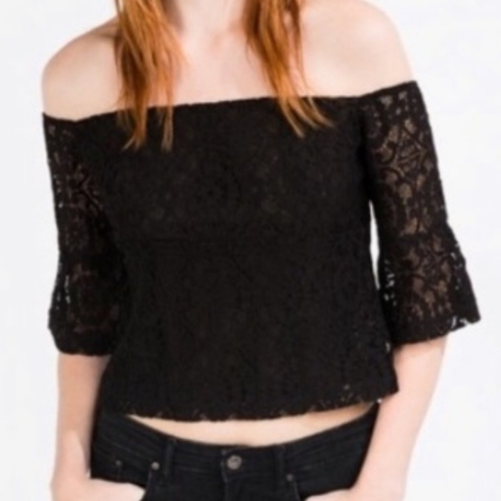 NWT Zara W & B Collection Cropped Lace Top - Picture 1 of 8